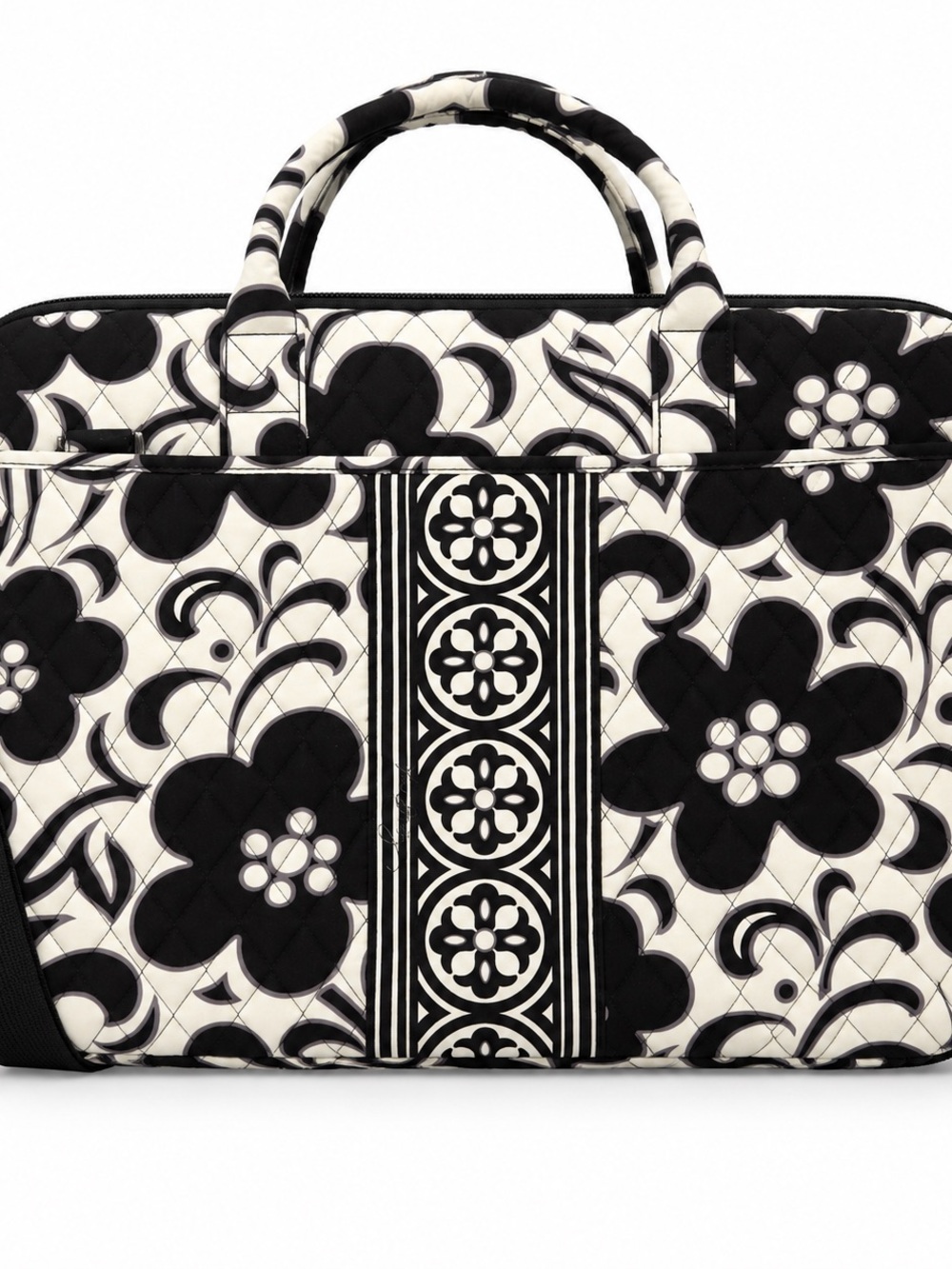 Vera Bradley Night & Day Laptop Portfolio Case Black White Quilted 16”